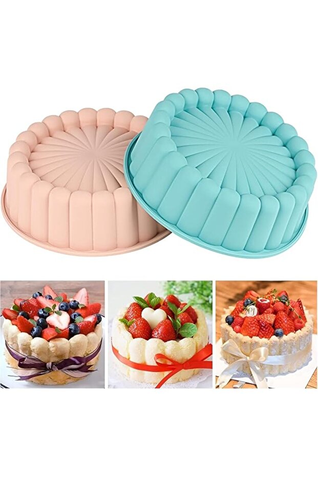 Charlotte Cake Pan, 2Pcs Round Silicone Cake Molds for Cheese Cake, Chocolate Cake, Rainbow Cakes,