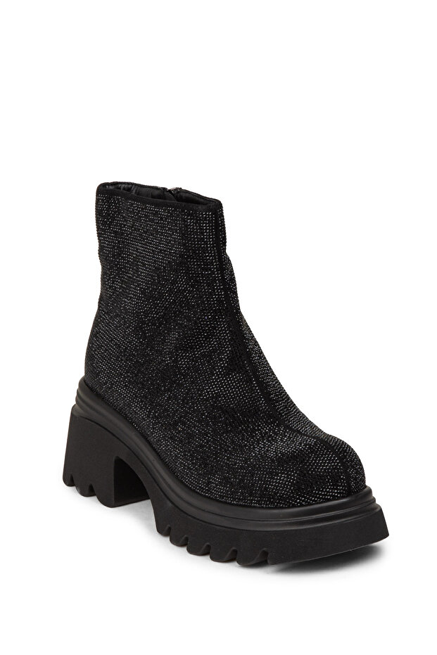 Kadın Siyah Taşlı Fermuarlı Bot - 5