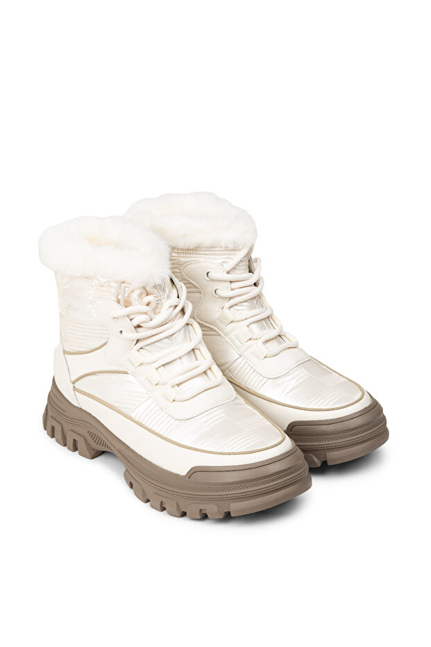 Kadın Beyaz Kürk Bot - 4