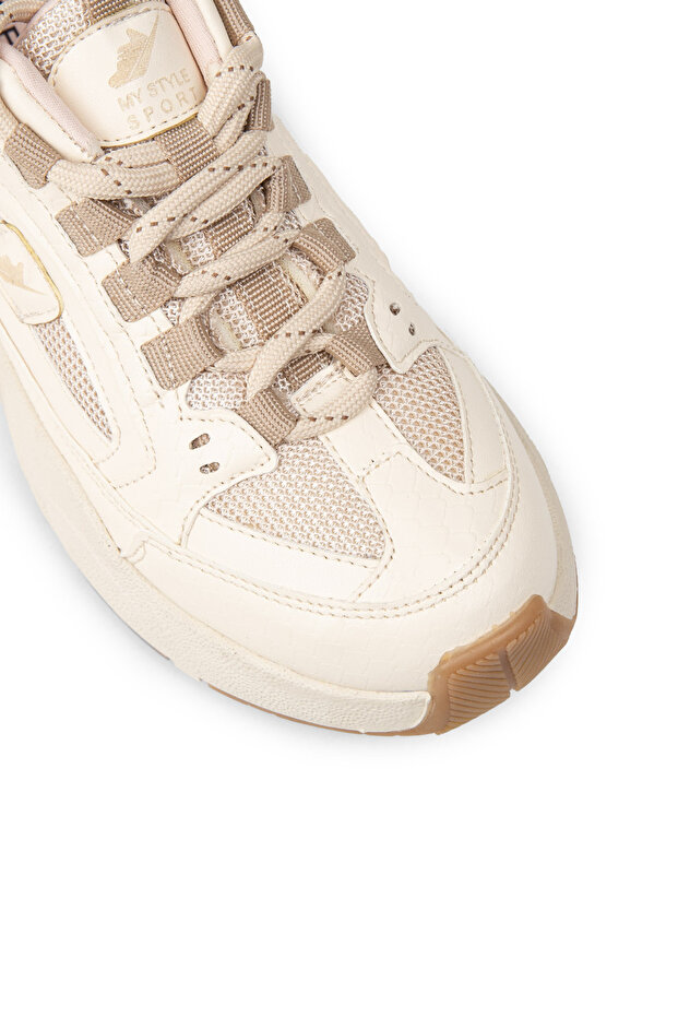 Kadın Bej Sneaker Ayakkabı - 5