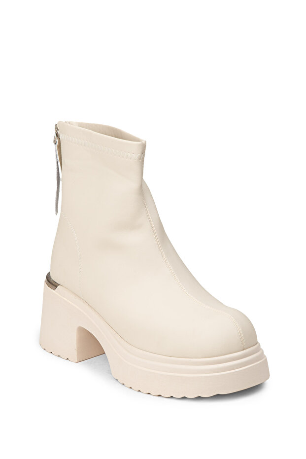 Kadın Bej Fermuarlı Bot - 5