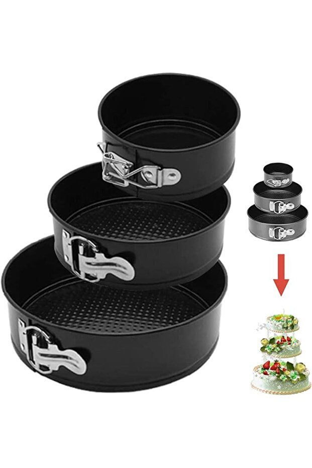 Springform Cake Pan Set of 3 4 7 9 Inch Round Nonstick Pans for Cheesecake with Removable Bottom