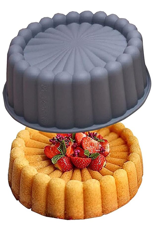 Silicone Charlotte Cake Pan Reusable Fluted Round Mold for Cheesecake Brownie Tart Pie