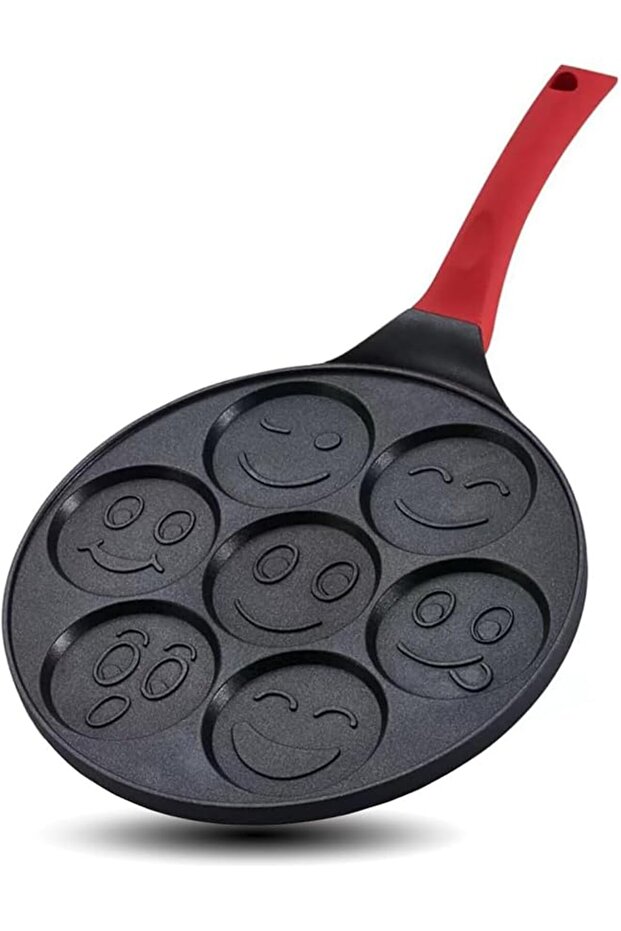Mini Pancake Maker 10.5" 7-Hole Nonstick Waffle & Omelette Pan, Emoji Pancakes, All Cooktops