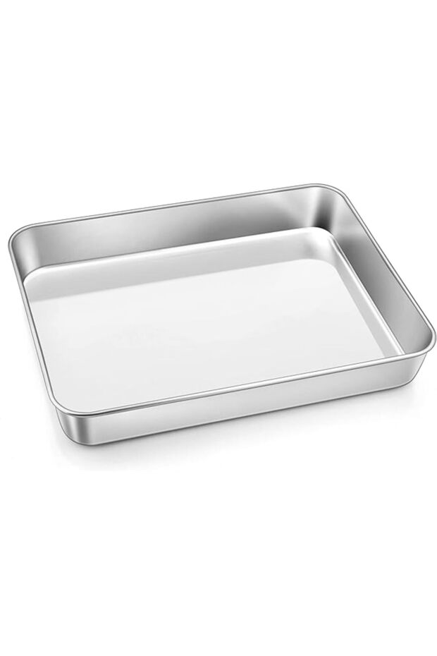 Deep Baking Sheet Pan Stainless Steel 31.5x24.8x5 cm Rectangle Tray for Brownie Cake Lasagna