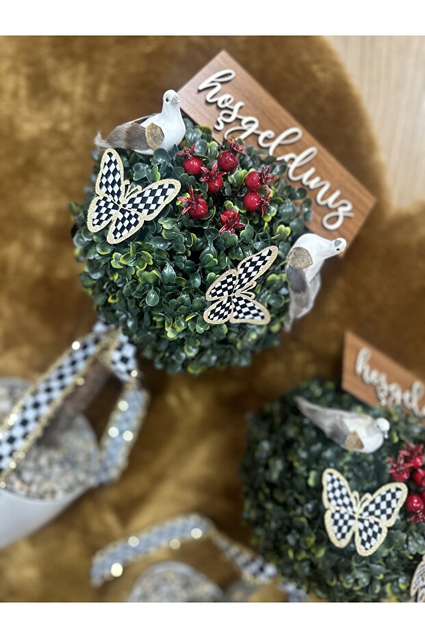 İkili Set Kapı Önü Top Şimşir Ağacı Kapı Önü Dekoru Kokinalı Kapı Süsü - 2