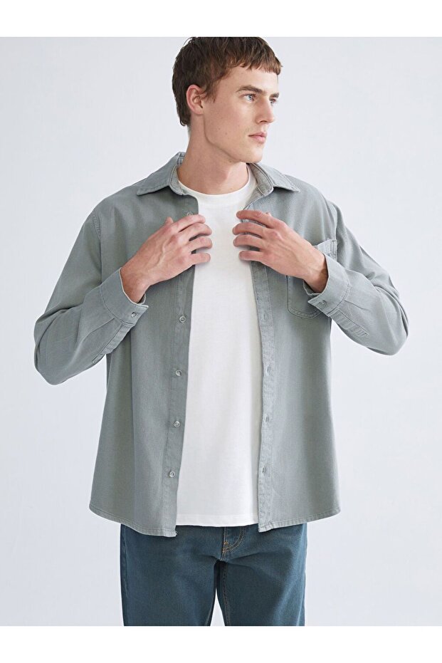 LCW Jeans Regular Fit Uzun Kollu Erkek Jean Gömlek - 1