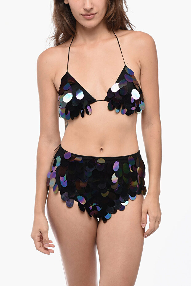 Sequined High-Waisted Bikini Set - 1
