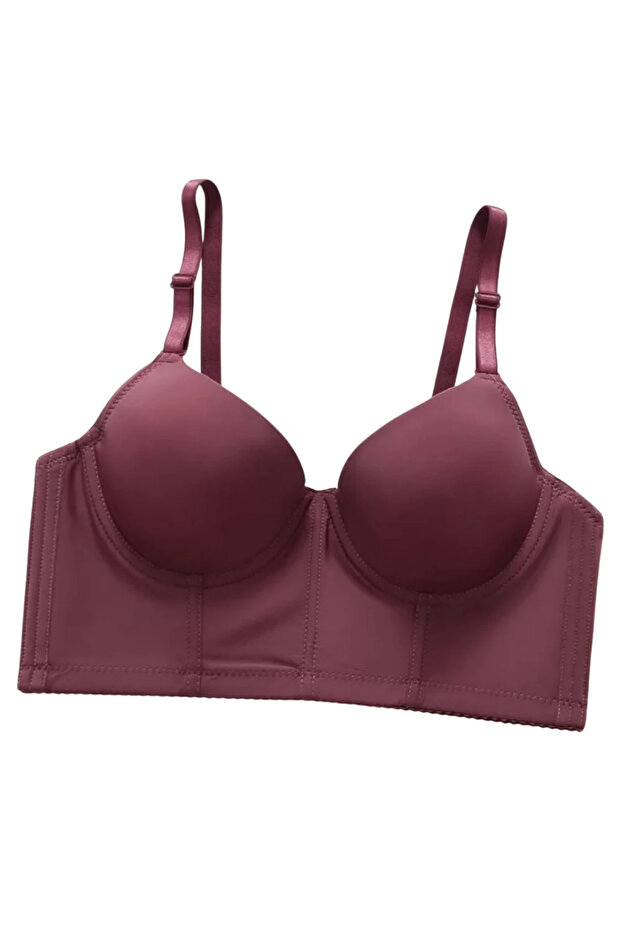 Plain simple design bras with hooks in the back, black color, push-up bra - 6