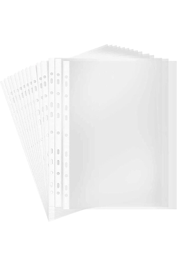 A4 Transparent file, 100 Pcs Clear Plastic Folder Punched Pockets for Filing Paper & Documents, A4-S - 1