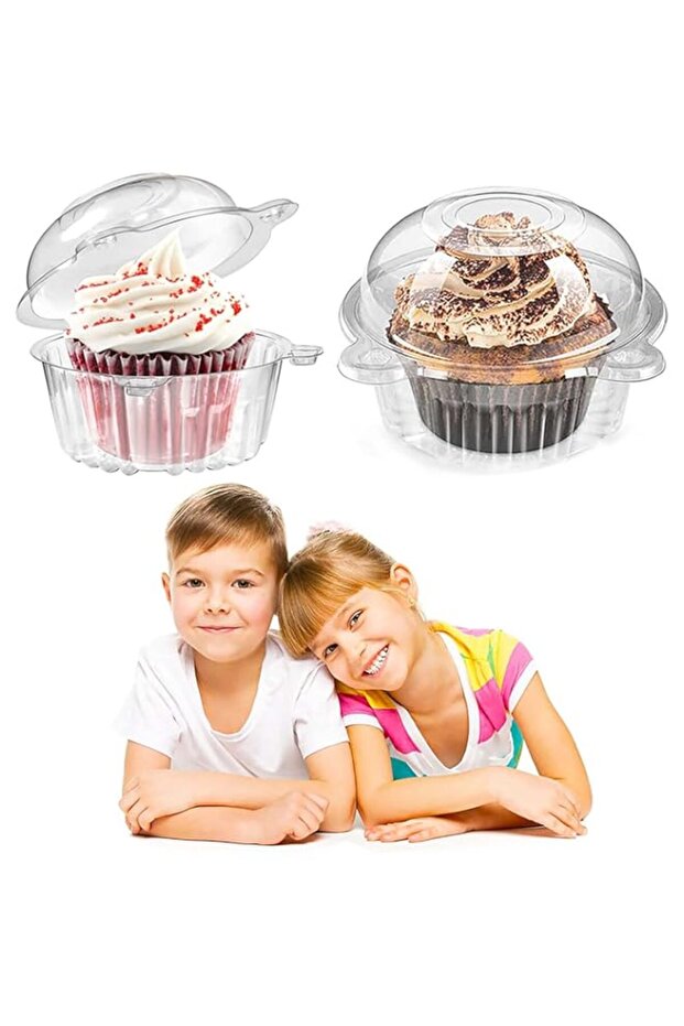 KASTWAVE 50 Pack Cupcake Containers, Cupcake Holders, Disposable Clear Plastic Single Cupcake Muffin
