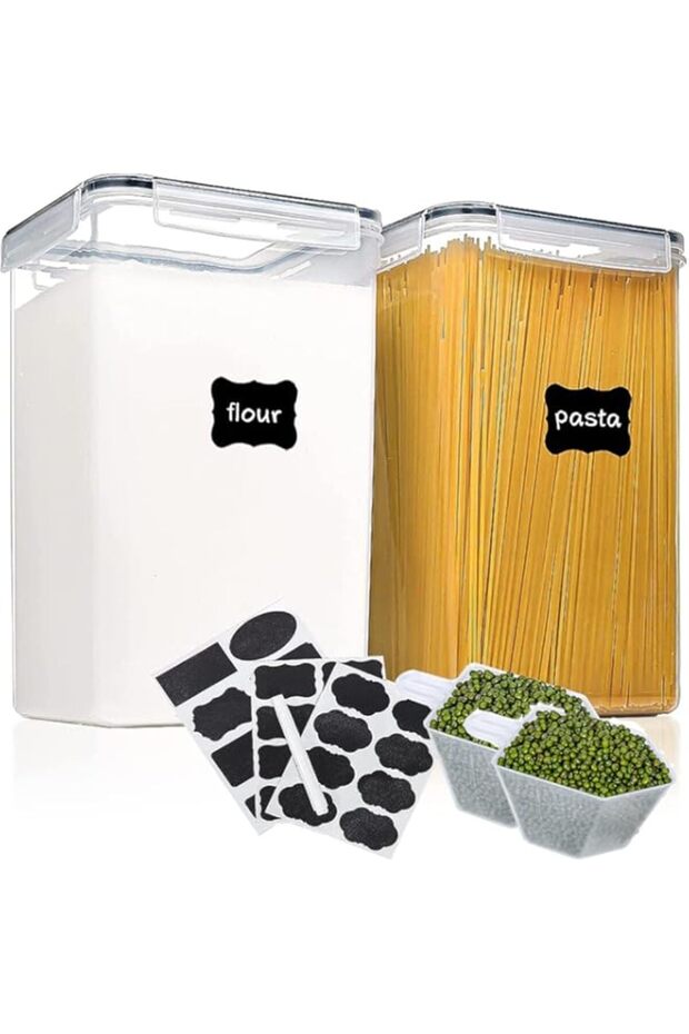 ANTOLE 2 Pcs Large Food Storage Containers, 6i5L Cereal Containers Dispenser with Measuring Cup,BPA