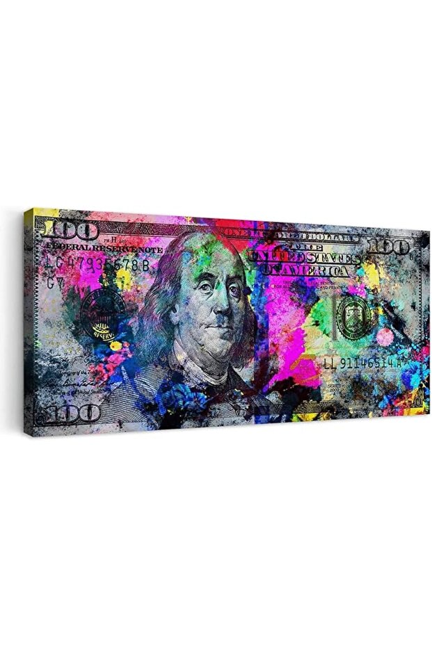 BPA® Wall Art Print Painting Graffiti Over The Dollar Bills Canvas Poster 100 USD Money Wall Art Mo