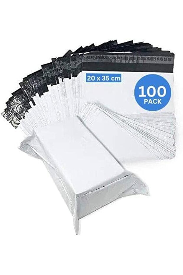 100 Pack White Poly Mailers Bags | 20 x 35 cm Adhesive Self-Seal Shipping Envelopes for Packaging De