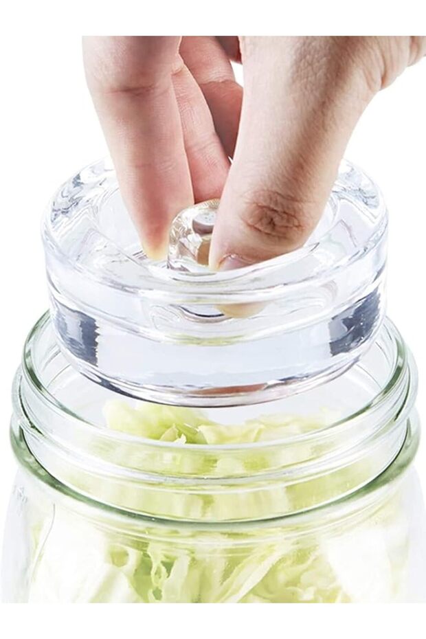 THE WHITE SHOP 4PCS 4-Pack of Fermentation Glass Weights with Easy Grip Handle for Wide Mouth Mason