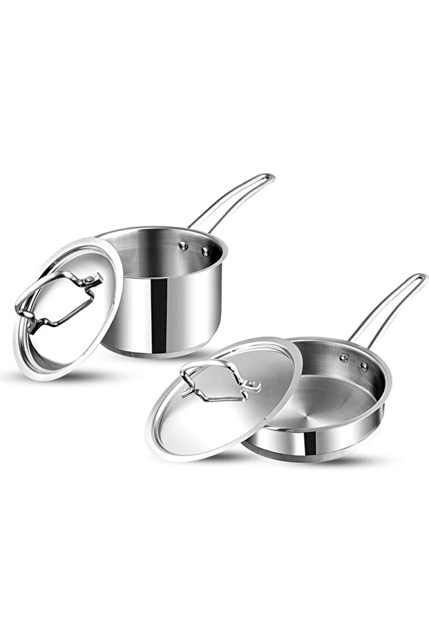 Stainless Steel Induction Friendly Classic Deluxe Combo Set of 2 Pcs - Saucepan (16 cm/2.1 litres) w