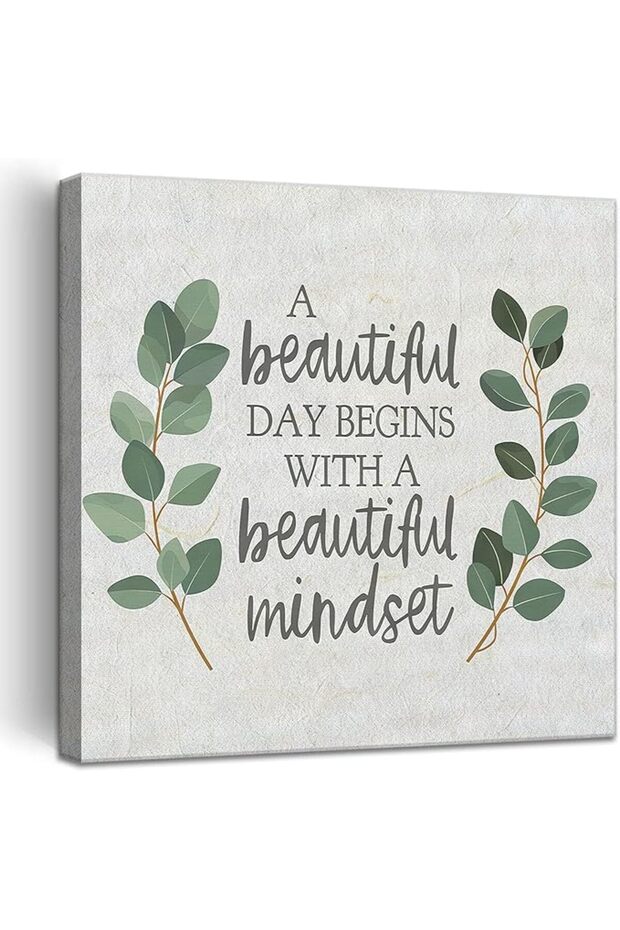 LOARTVE Framed Inspirational Wall Art Minimalist Floral Canvas Prints Positive Quotes Poster Picture