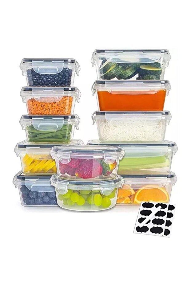 Meal Prep Container, Airtight Food Storage Container Set of 12 pcs,Re-usable Plastic Food Containers, Stackable Kitchen Organizer Boxes, Tupperware, BPA Free & Microwave Freezer Dishwasher Safe