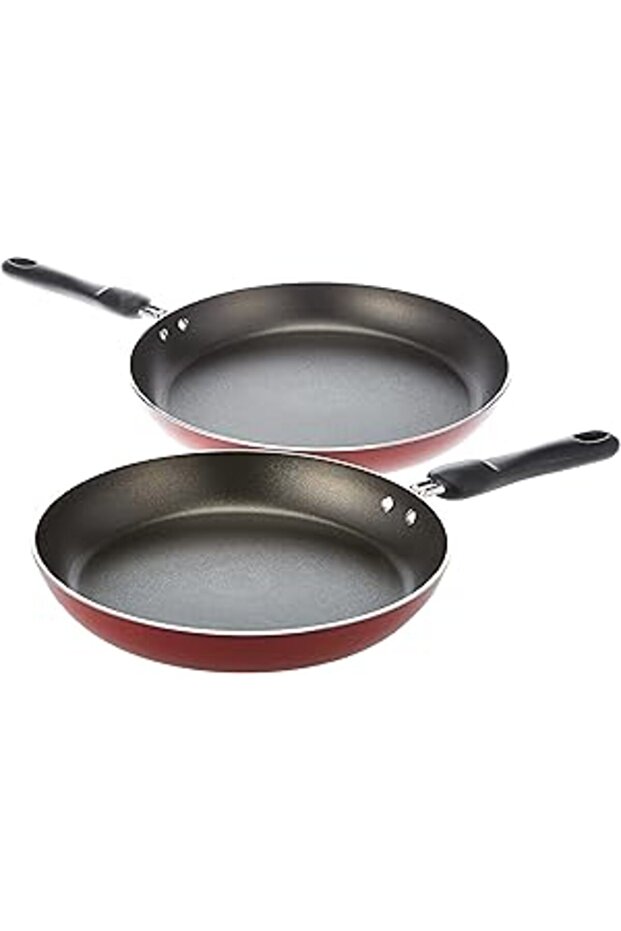 Aluminum Twin Frypan Set, 2 Pieces, Red