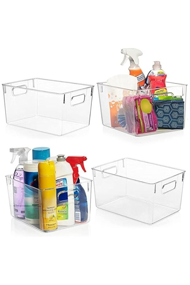 Aokraty 4Pcs Acrylic Organizer, Plastic Organizer, Home Fridge Kitchen Organizer, Storage Boxes, Mak