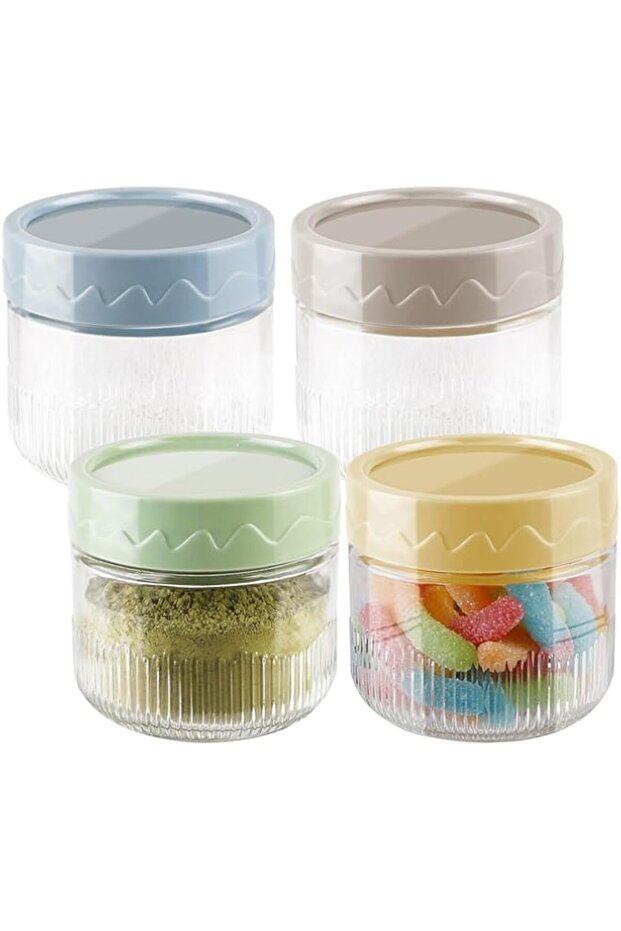 TERRIFI 8 oz Glass Food Storage Jars with Airtight Lids, 4 Pack Mason Jars with Screw Lids for Kitch