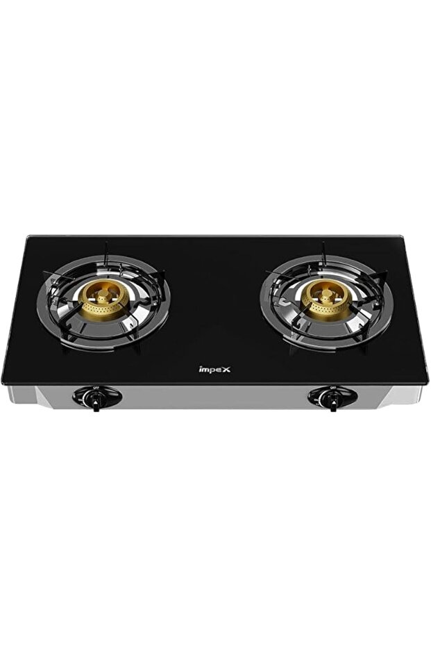 2 Burner Glass Top Gas Stove, Auto Ignition, Toughened Glass, ErgonomicKnobs, StainlessSteel Spill B