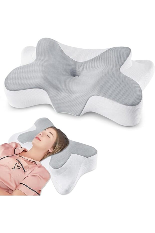 DONAMA Cervical Pillow for Bed Sleeping, Memory Foam Contour Neck Pillows with Breathable Pillowcase