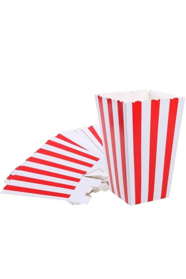 MAKINGTEC Red Striped Popcorn Boxes, Classic Popcorn Containers for Movie Night, Carnival Parties, C