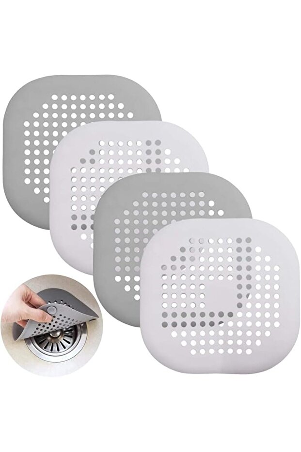 4 Pcs Silicone Drain Protector with Sucker, SENHAI Sink Strainer Shower Hair Catcher Bathtub Drain C
