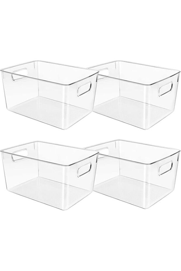 Genr 4pcs Refrigerator Organizer Bins (Large) - Food Storage Clear Bins With Handles - Clear Fridge