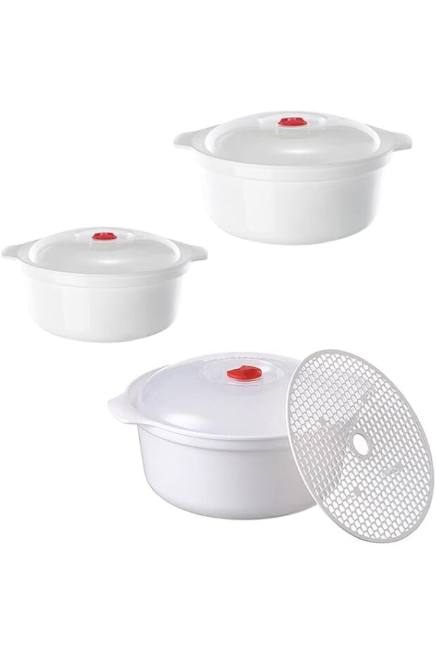 i 3 PCS Microwave Safe Bowl with Lid, BPA Free Microwave Cookware Heating Dish Microwave Dish Noodle