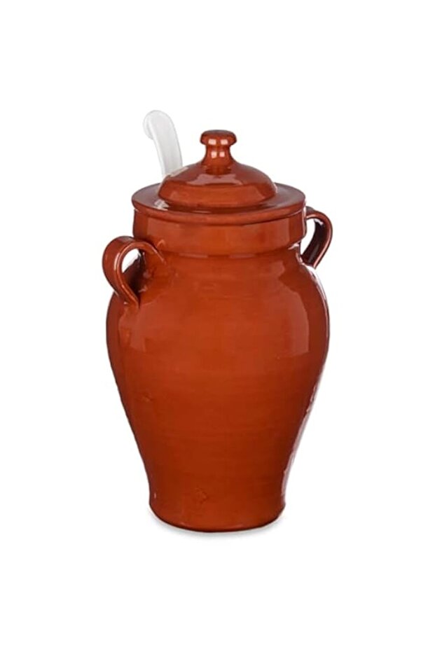 La Dehesa Terracotta Jar with Spoon, 2500 ml Capacity, Brown