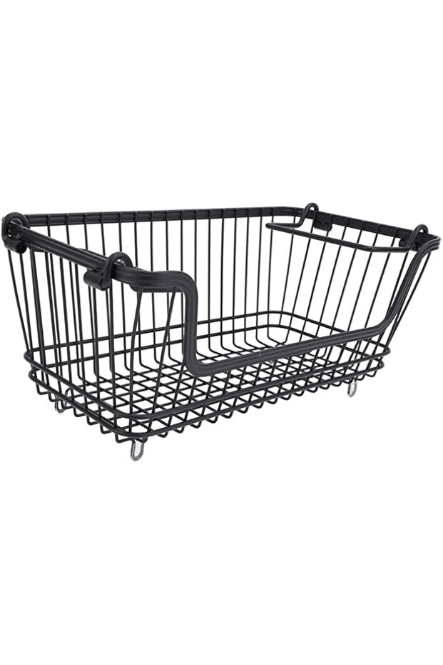Cryfokt Freezer Organizer Bins, Stackable Freezer Basket with Open Front, Wire Storage Bin with Fold