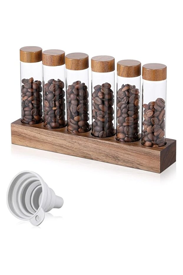 i Coffee Bean Storage Tubes Jar, Single Dose 2 oz Borosilicate Glass, Coffee Bean Container, Cellar