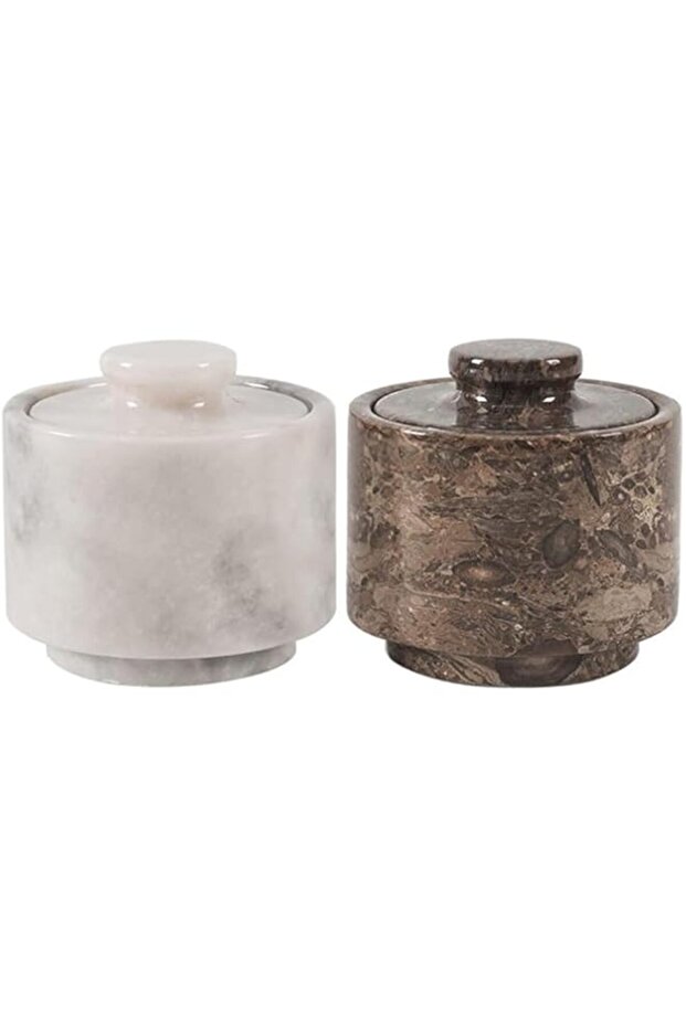 Marblous Krafts stylish marble salt and pepper cellar white and grey oceanic 3.5 oz salt cellar, sal