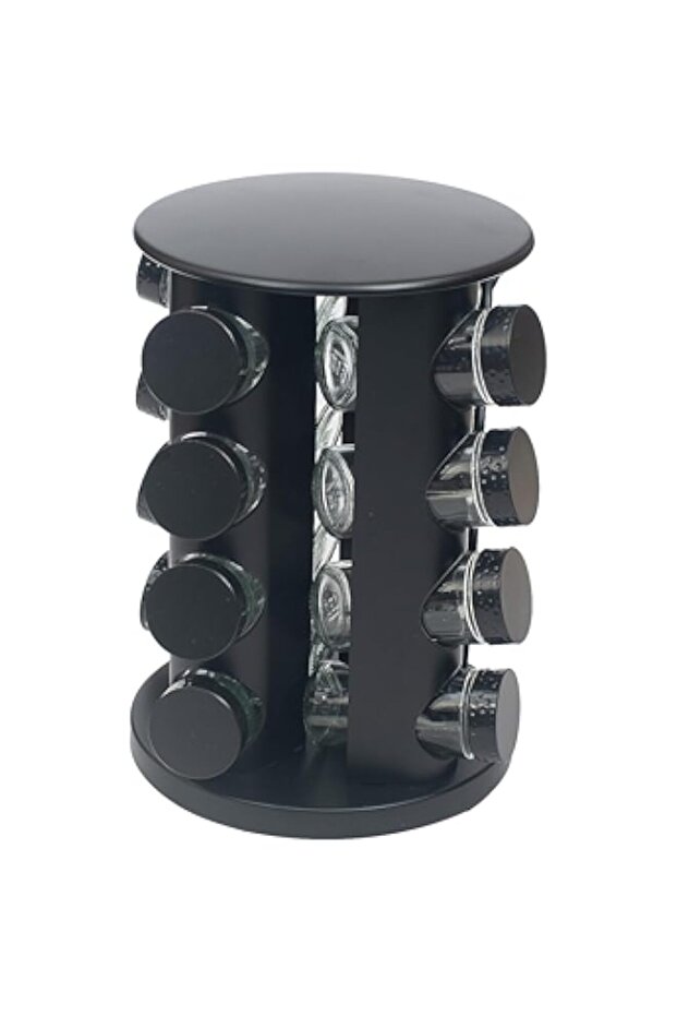 Falez Spice Carousel 16 Jar Rotating Black - Organize and Elevate Your Culinary Experience