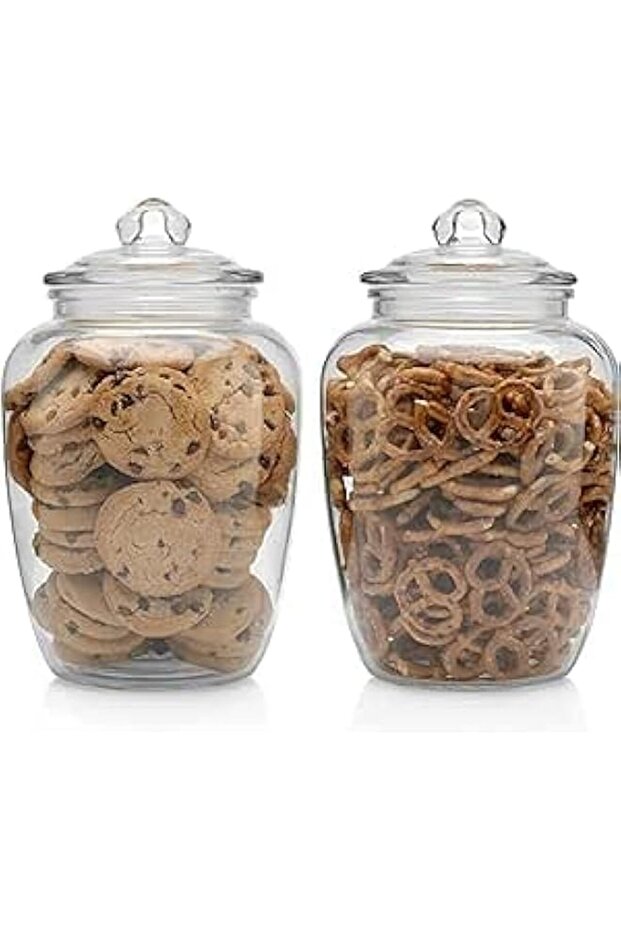 Glass Jars with Airtight Lid, Large Apothecary Containers, Kitchen Canisters for Cookies, Flour, Sug
