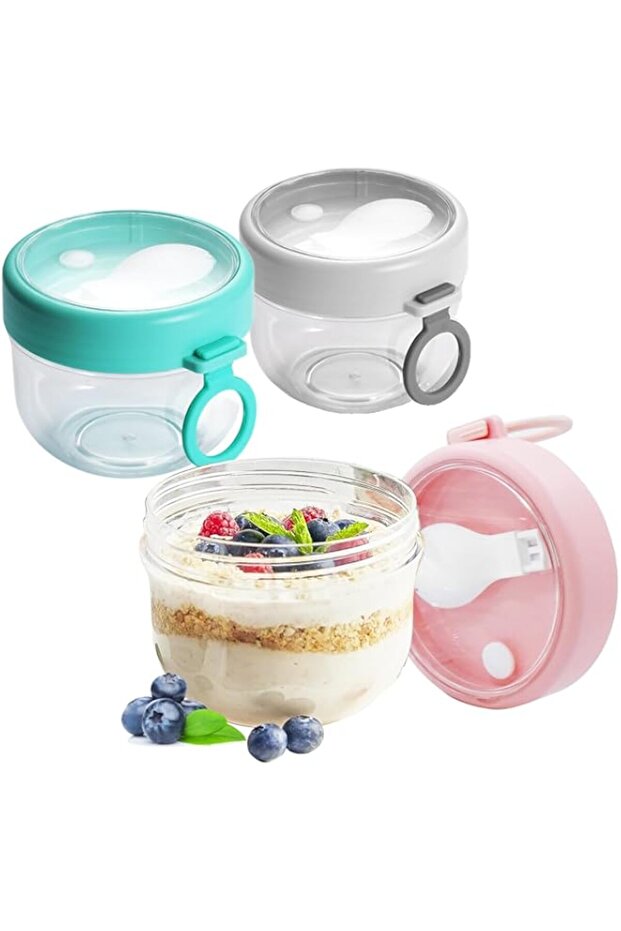 Lenamos 3 Pack Overnight Oats Containers with Lids and Spoons,20 oz(600ml) Large Capacity Airtight O
