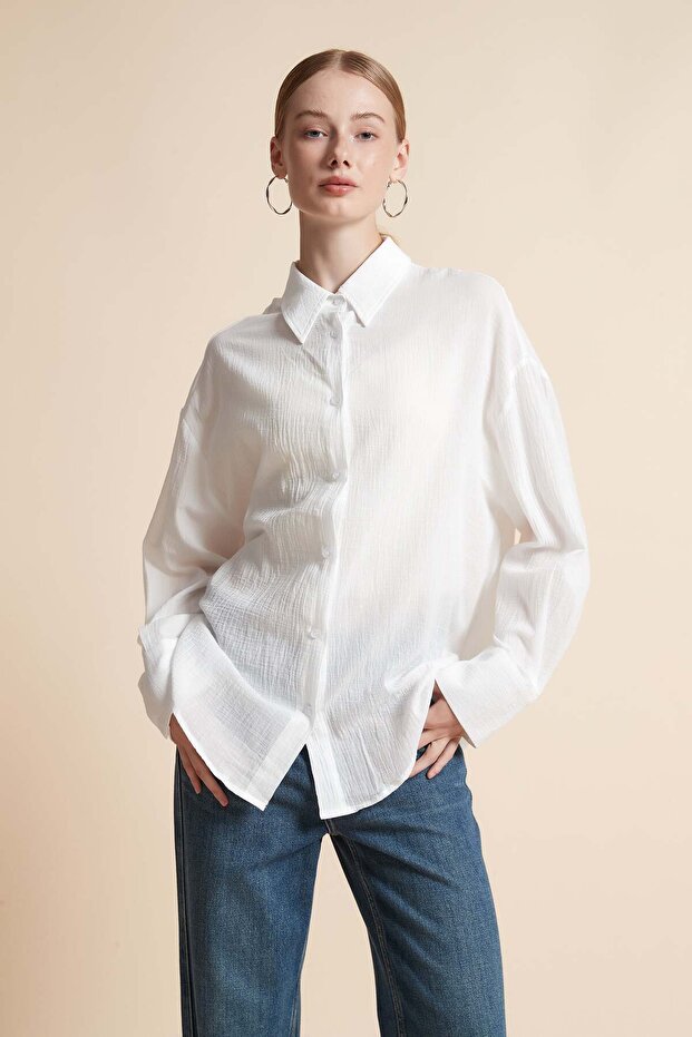 Solid Button-Front Shirt - 1