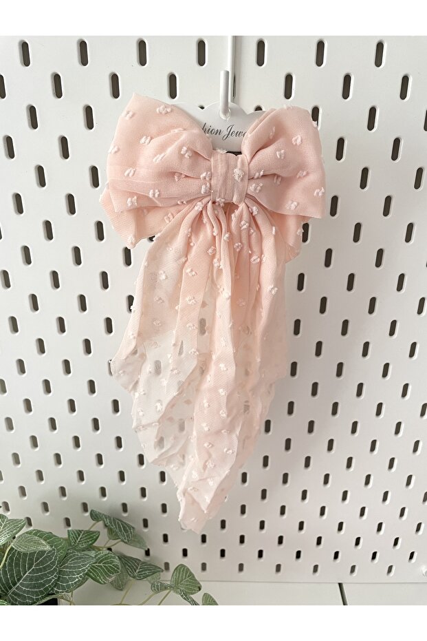 Thin Fabric Large Dangling Bow Model Processing Patterned Automatic Buckle - 1