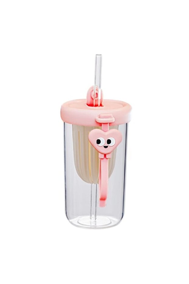 Cană din silicon pentru copii, OPTIM SOLUTION, capac detașabil și pai, roz - 1