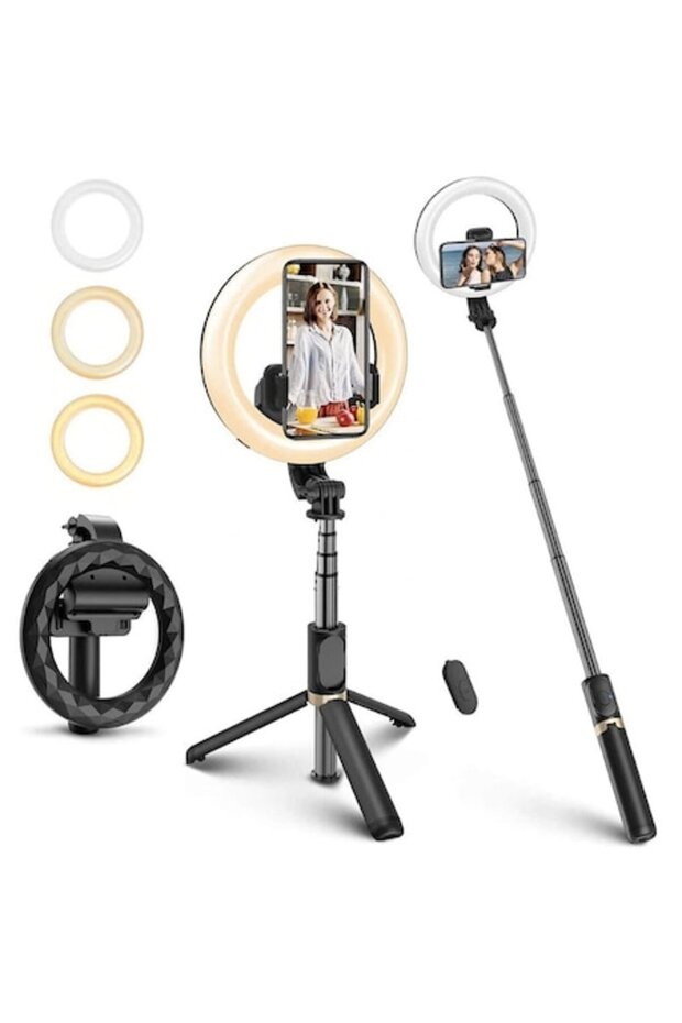 Selfie Stick Tripod with Ring LED Light - 1