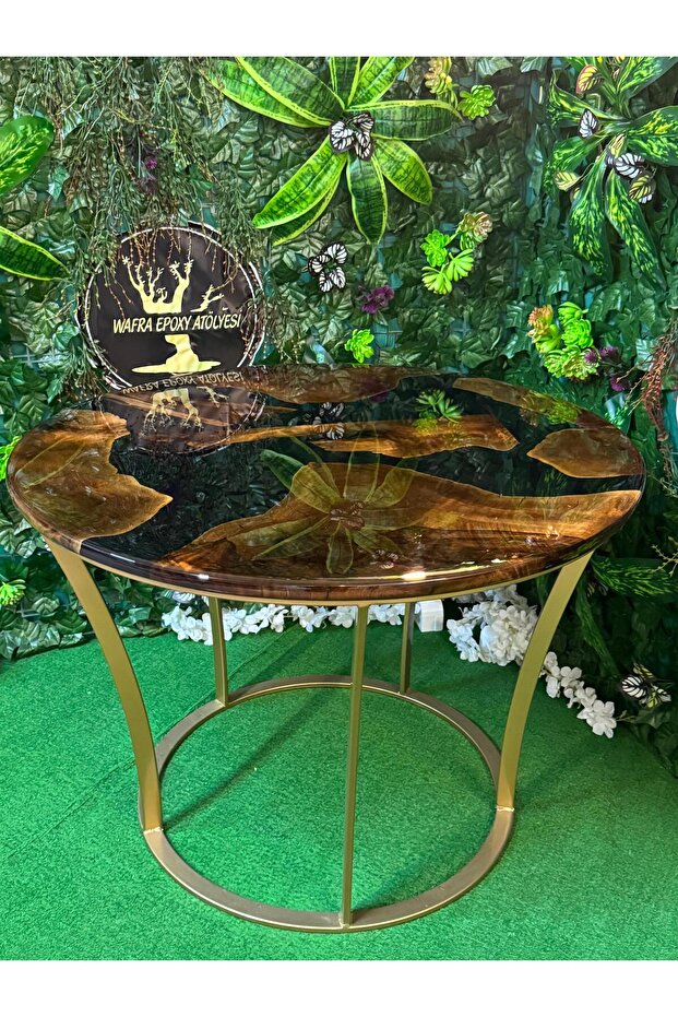 Özel Ceviz Epoksi Sehpa El Yapımı Reçine Nehir Masası - 5