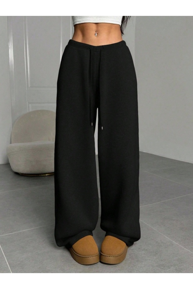 Women's Black Plus Size Baggy Loose Fit Stretchy Comfortable Fabric Sweatpants Bottoms SHAH MODAhjn