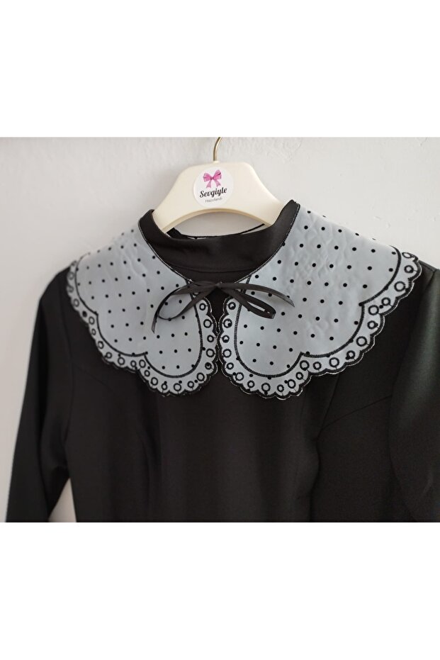 Organza Black and White Polka Dot Collar