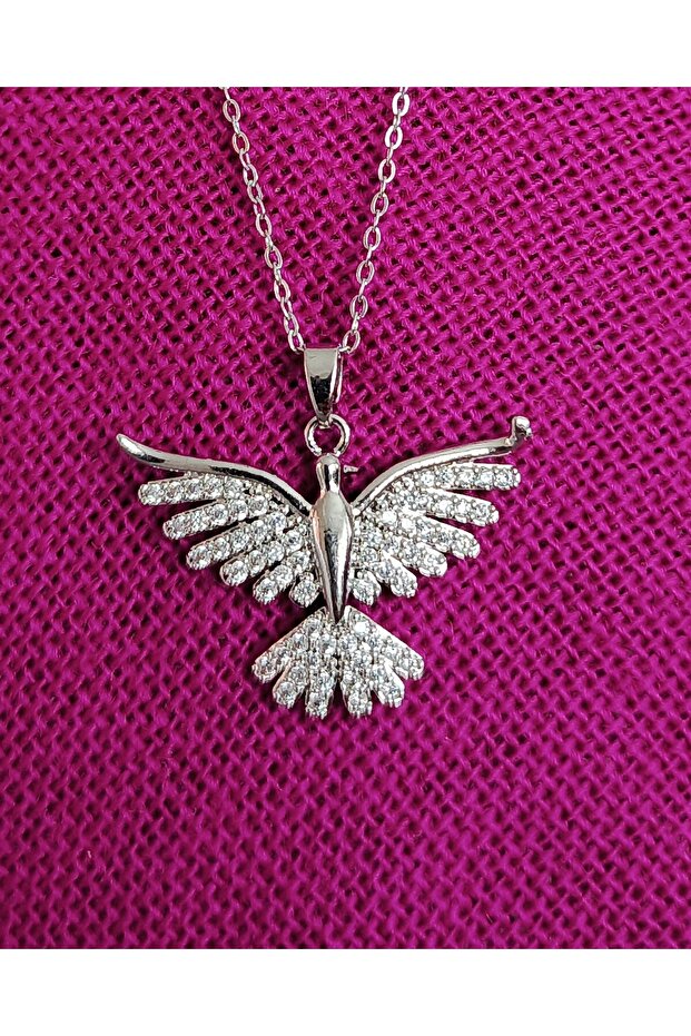 Steel Necklace with Stone Bird Figure