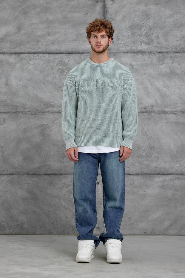 Erkek Yeşil Nmrc Örme Oversize Triko - 3