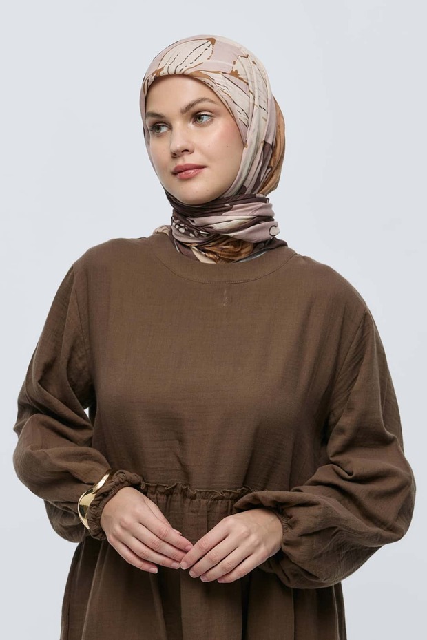 Şakayık Desen Bambu Eşarp - 2