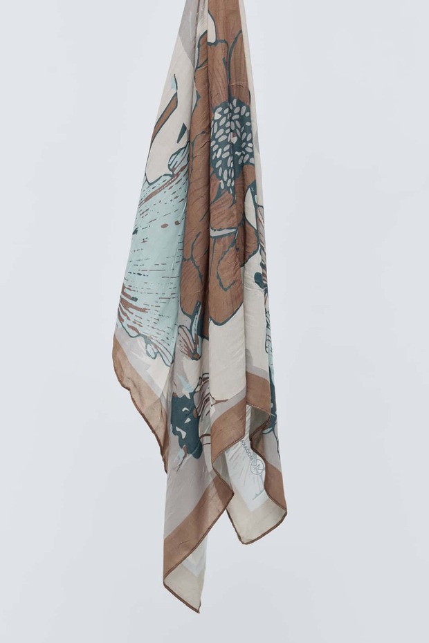 Şakayık Desen Bambu Eşarp - 4