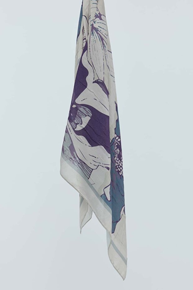 Şakayık Desen Bambu Eşarp - 4